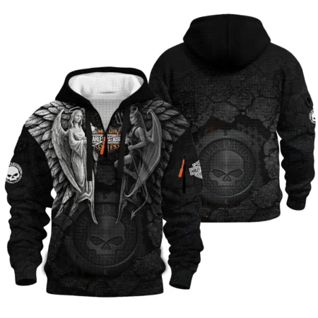 Harley-Davidson Motorcycle Guardian & Fallen Hoodie Half Zip Quilted Waffle Gift Fan Love QTVA2712HLC8-HDFQW