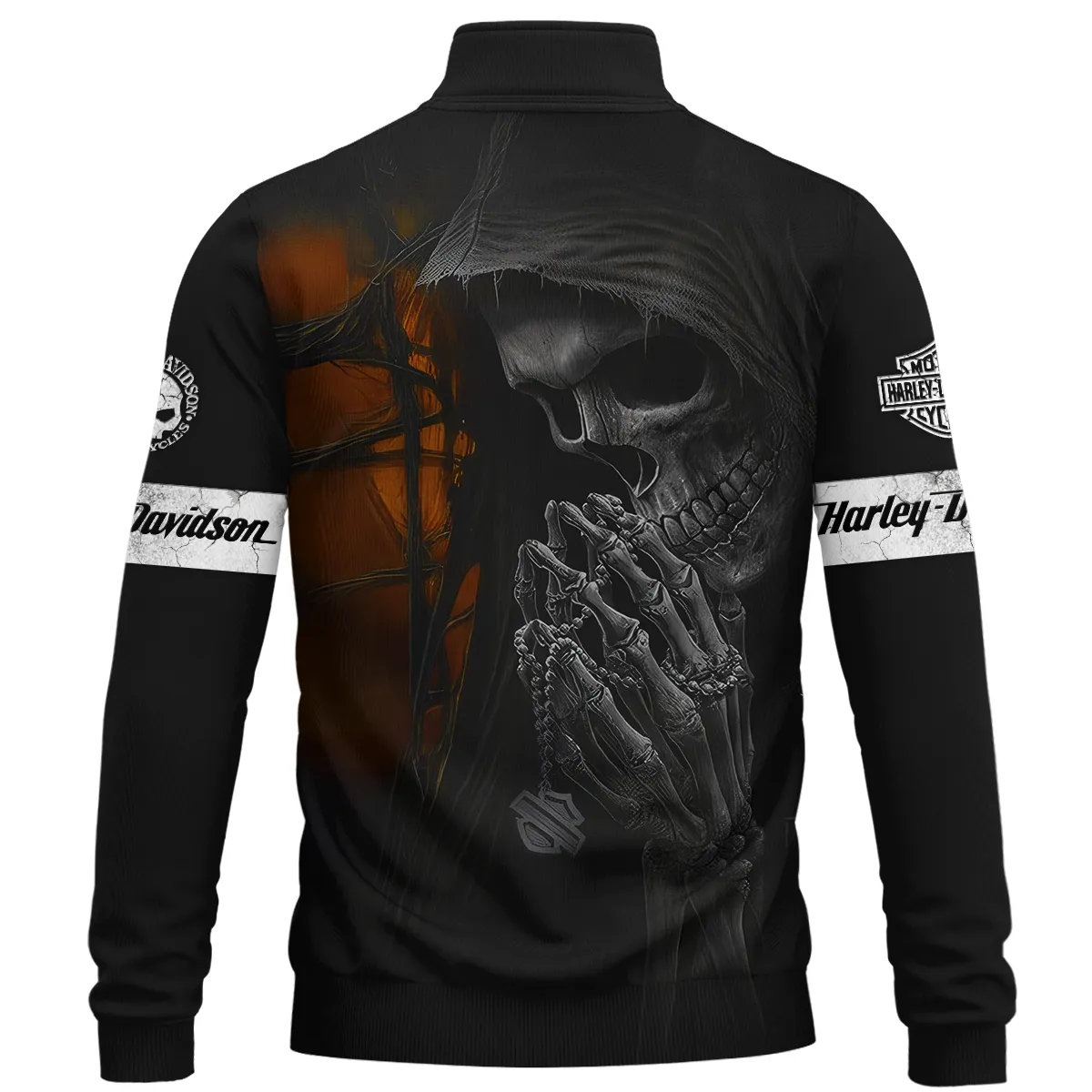 Harley-Davidson Motorcycle Skull Devotion Wings Quarter Zip Sweatshirt Gift Fan Love QTVA2712HLC10-QTZ - Image 3