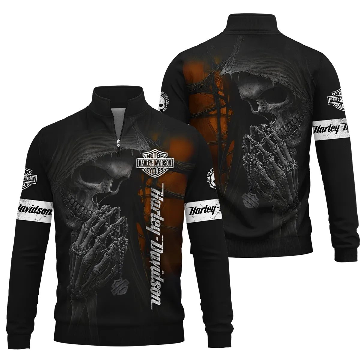 Harley-Davidson Motorcycle Skull Devotion Wings Quarter Zip Sweatshirt Gift Fan Love QTVA2712HLC10-QTZ