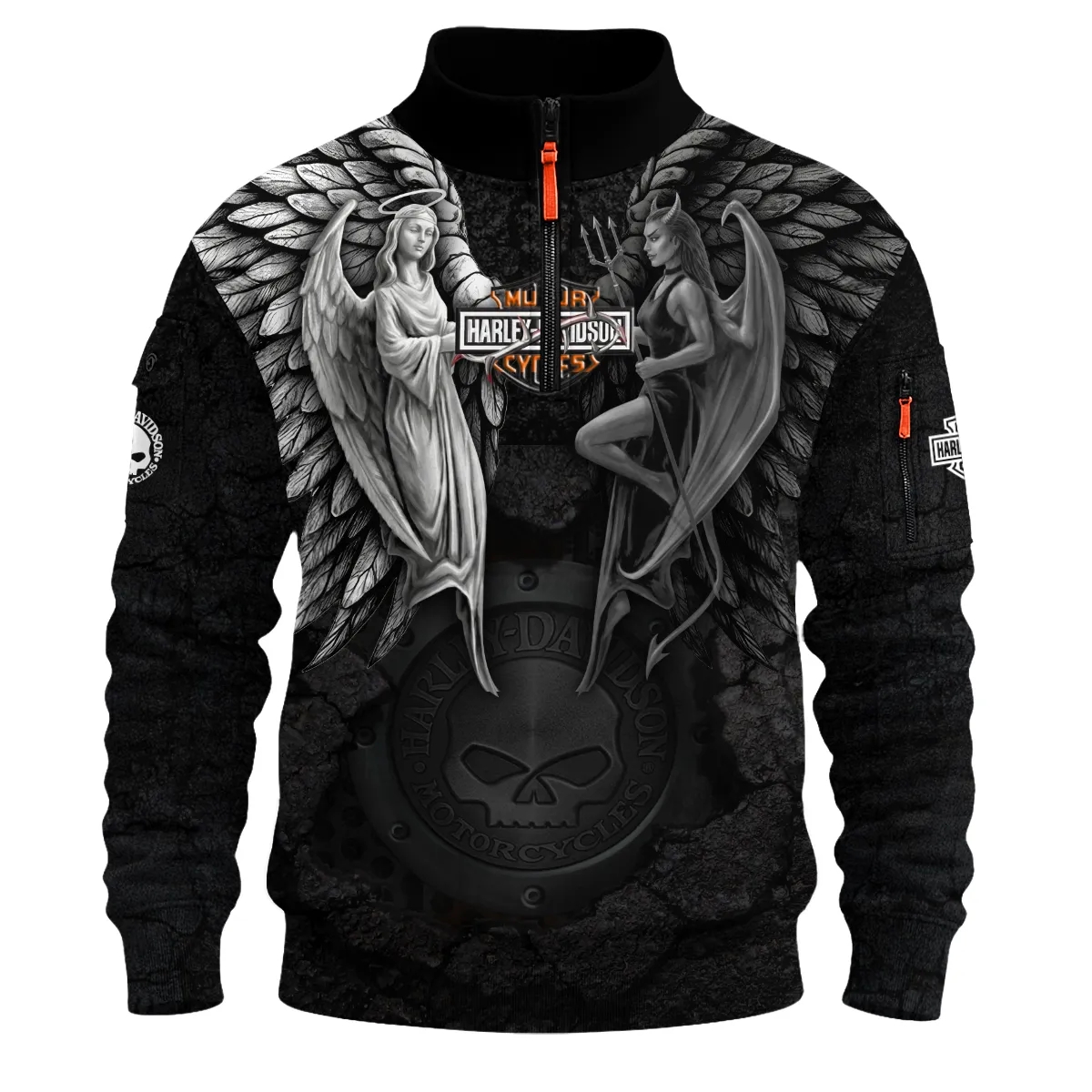 Harley-Davidson Motorcycle Guardian & Fallen Sweatshirt Zipper Gift Fan Love QTVA2712HLC8-SHZ - Image 2