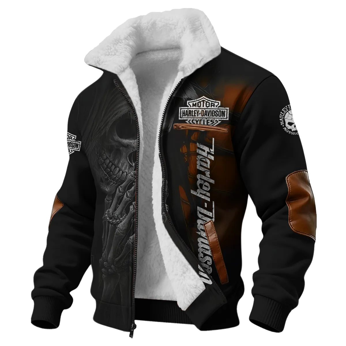 Harley-Davidson Motorcycle Skull Devotion Wings Fleece Jacket Gift Fan Love QTVA2712HLC10-FJ - Image 2