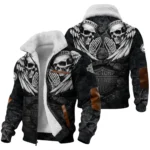 Harley-Davidson Motorcycle Dark Skull Angel Wings Fleece Jacket Gift Fan Love QTVA2712HLC07-FJ