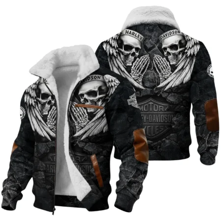 Harley-Davidson Motorcycle Dark Skull Angel Wings Fleece Jacket Gift Fan Love QTVA2712HLC07-FJ