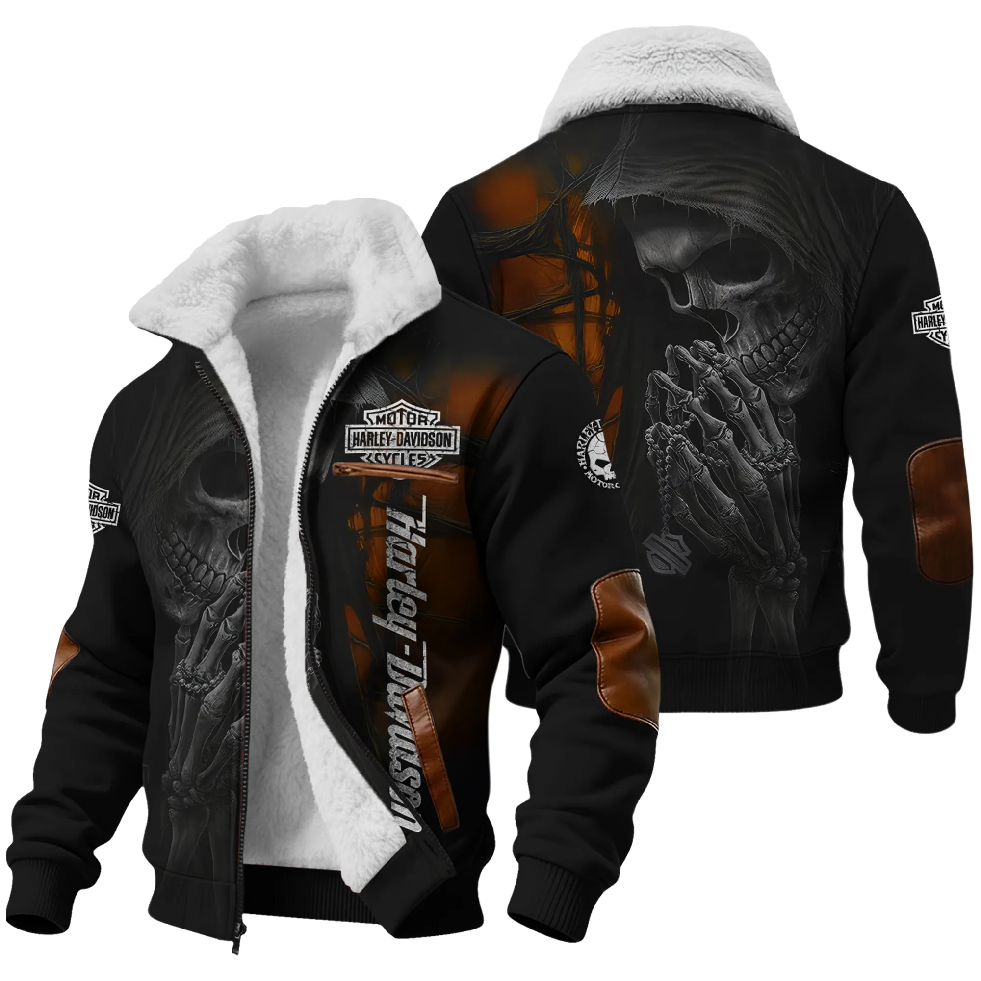 Harley-Davidson Motorcycle Skull Devotion Wings Fleece Jacket Gift Fan Love QTVA2712HLC10-FJ