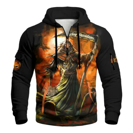 Harley-Davidson Motorcycle Silent Dominion Hoodie Half Zipper All Over Prints Gift Fan Love QTVAHL250226A11-HDF