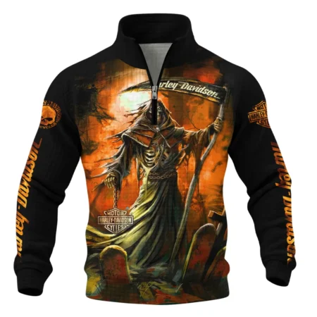 Harley-Davidson Motorcycle Silent Dominion Quarter Zip Quilted Waffle All Over Prints Gift Fan Love QTVAHL250226A11-QZW