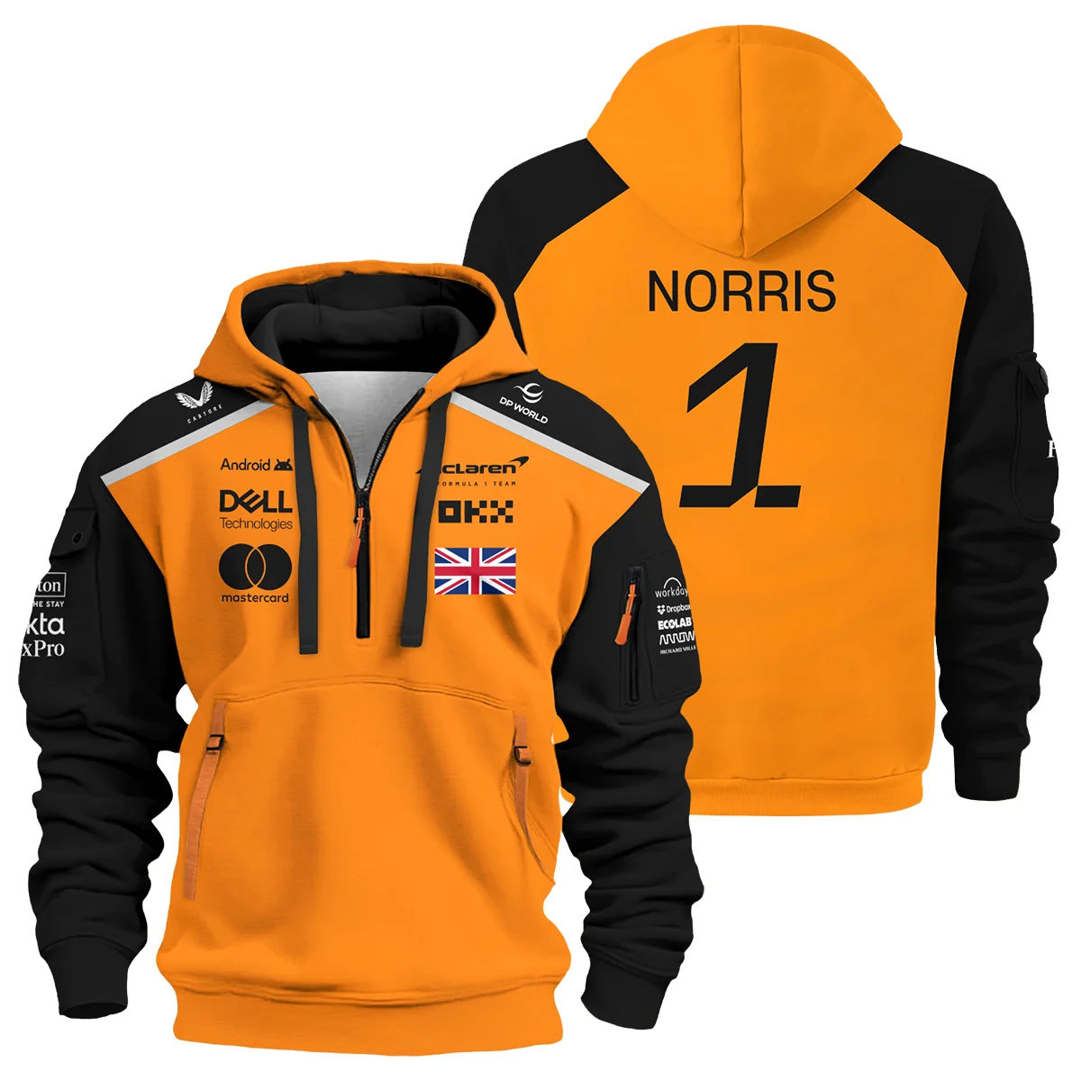 #1 2026 Lando Norris McLaren F1 Team For Fans Hoodie Half Zip BLNR3126A1HDF