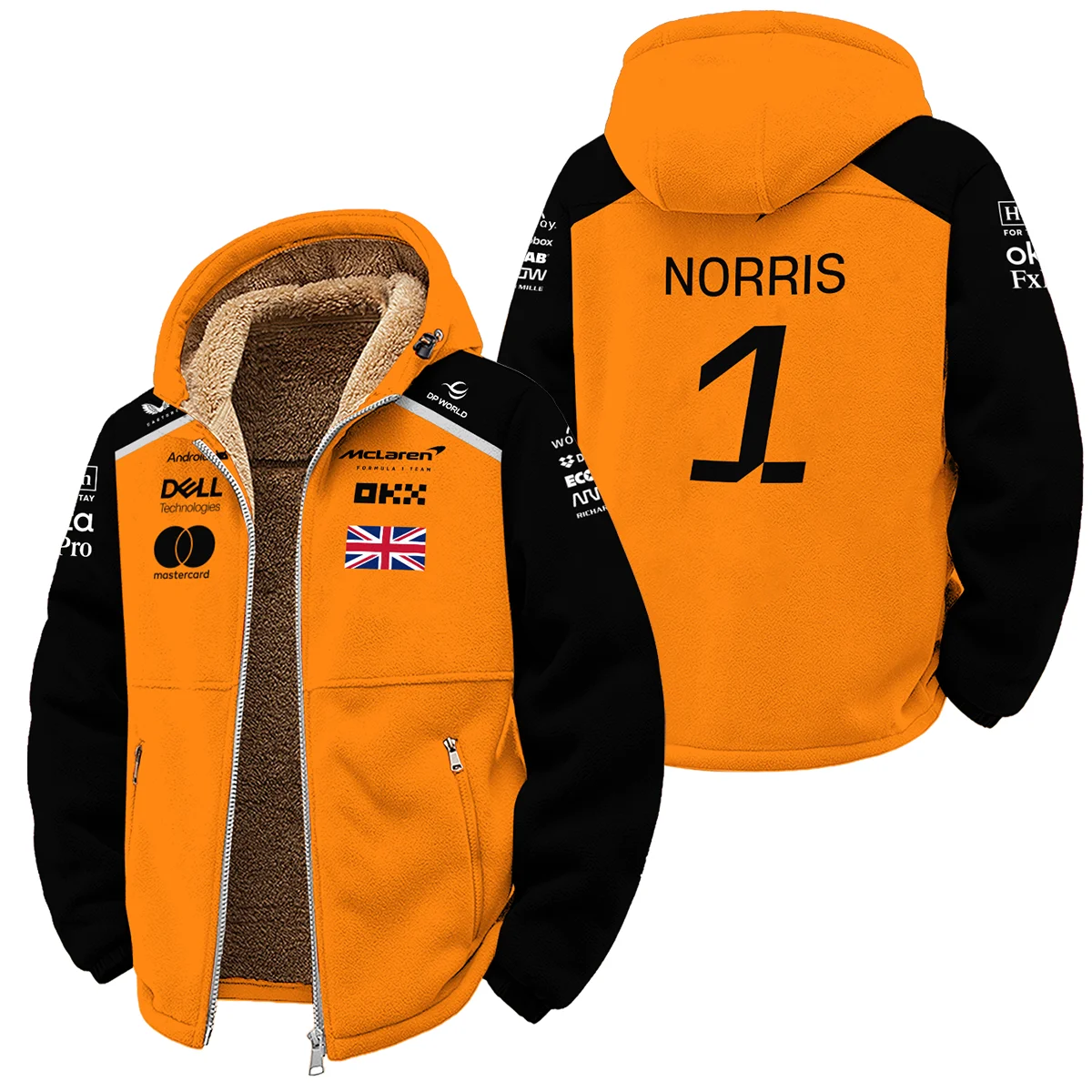 #1 2026 Lando Norris McLaren F1 Team For Fans Winter Fleece Jacket BLNR3126A1WFJ