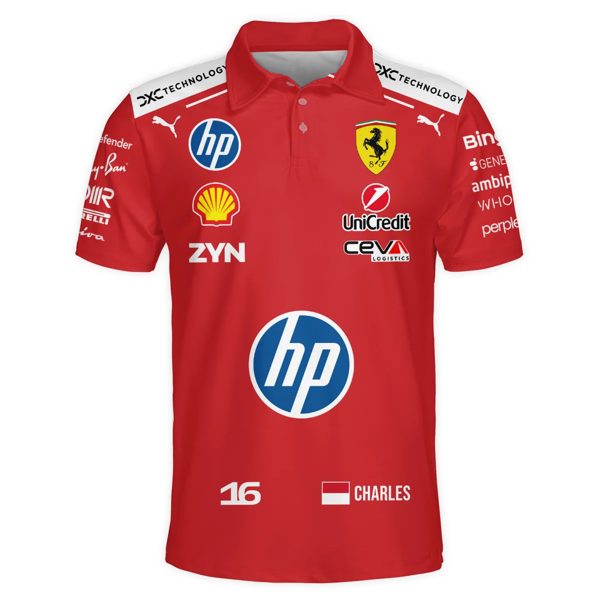 2026 Charles Leclerc Ferrari F1 Teamwear Polo Shirt BLVAFRR2226A1PL - Image 2