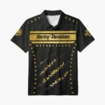 Harley-Davidson Motorcycle Gilded Leather Polo Shirt All Over Prints Gift Fan Love QTVAHL250226A16-PL