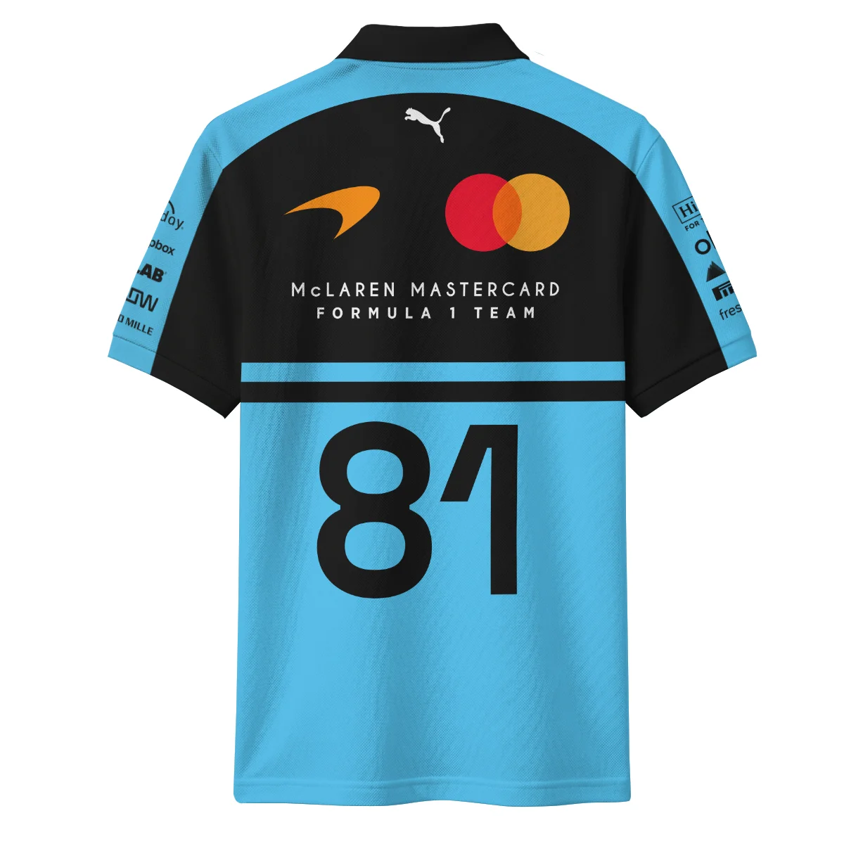 2026 Oscar Piastri 81 McLaren F1 Teamwear Polo Shirt BLOP25326A3PL - Cyan - Image 3