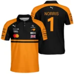 2026 Lando Norris McLaren F1 Teamwear Polo Shirt BLNR26126A1PL - Orange - F1 Fan Gear