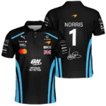 2026 Lando Norris McLaren F1 Teamwear Polo Shirt BLNR26226A3PL - Cyan - Motorsport Lifestyle Wear