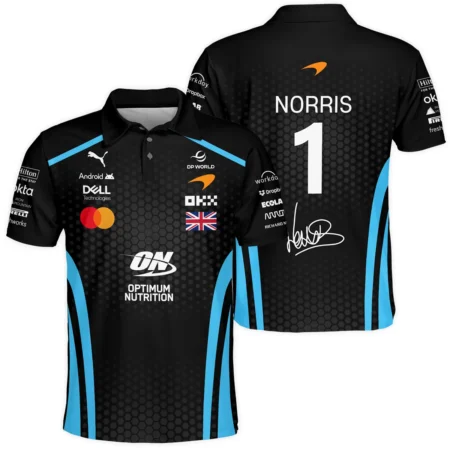 2026 Lando Norris McLaren F1 Teamwear Polo Shirt BLNR26226A3PL - Cyan - Motorsport Lifestyle Wear
