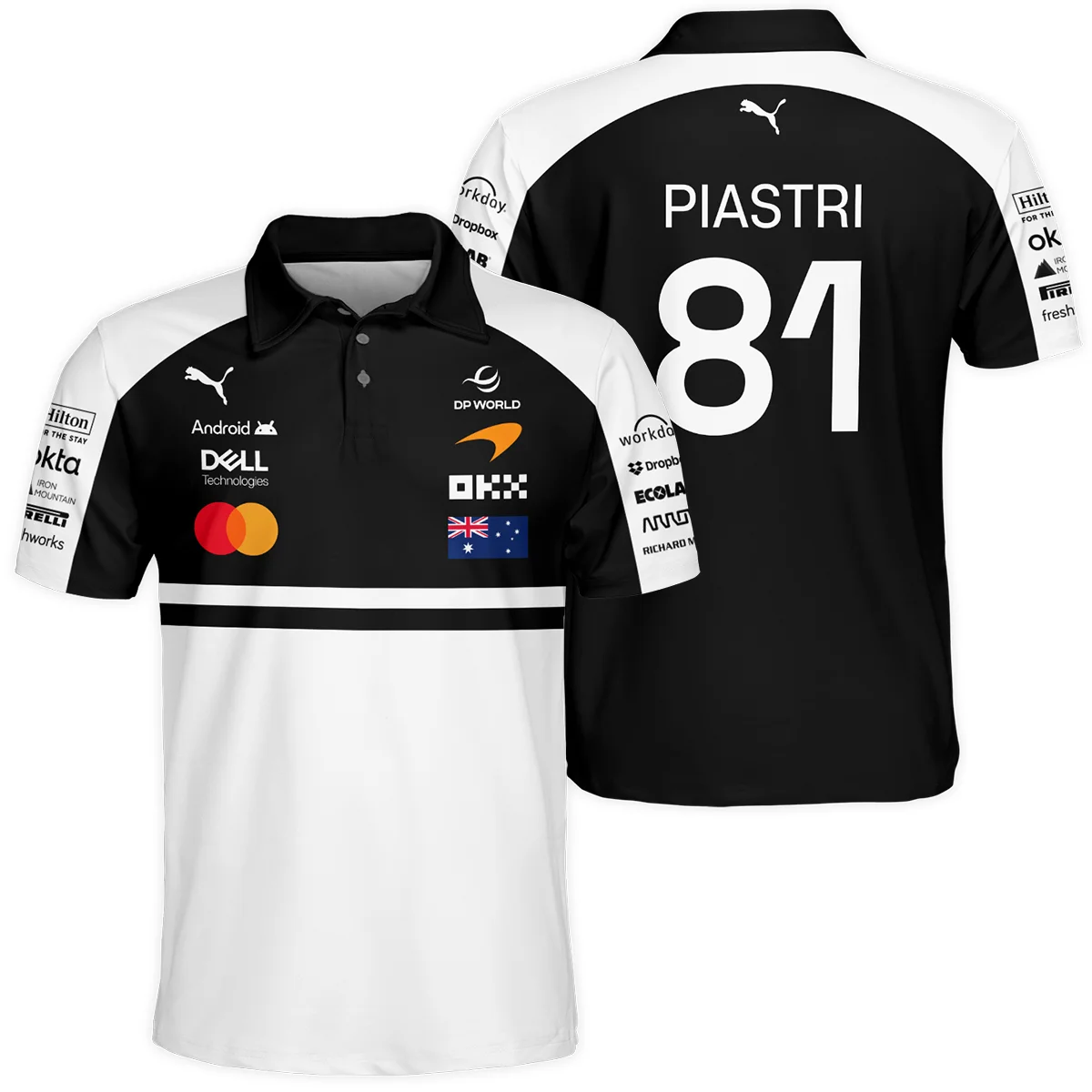 2026 Oscar Piastri McLaren F1 Teamwear Polo Shirt BLOP4226A2PL - White