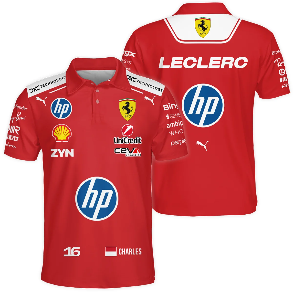 2026 Charles Leclerc Ferrari F1 Teamwear Polo Shirt BLVAFRR2226A1PL