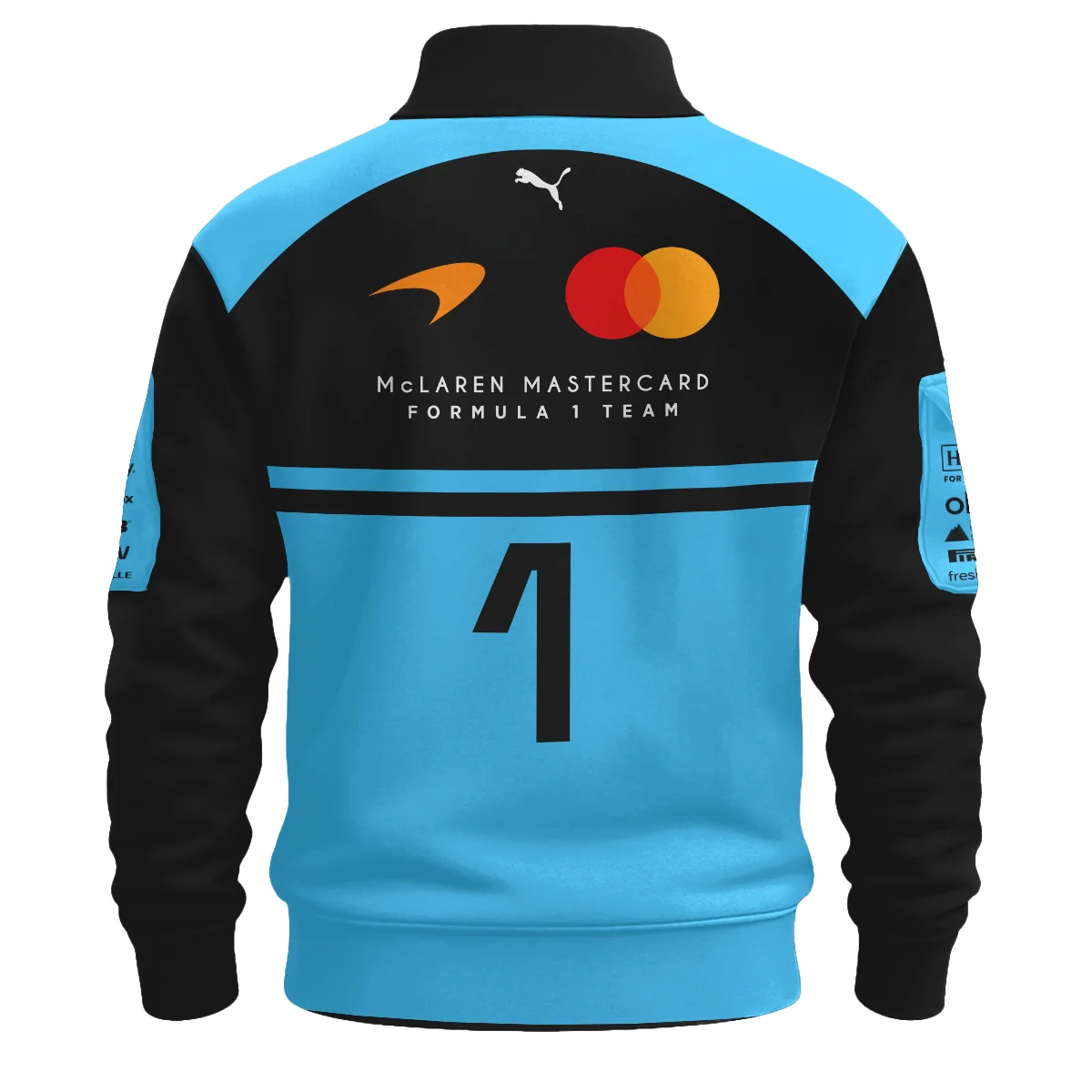 2026 Lando Norris 1 McLaren F1 Teamwear Sweatshirt Zipper BLNR25326A3SHZ - Cyan - Image 3