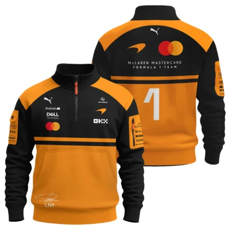2026 Lando Norris 1 McLaren F1 Teamwear Sweatshirt Zipper BLNR25326A1SHZ - Orange