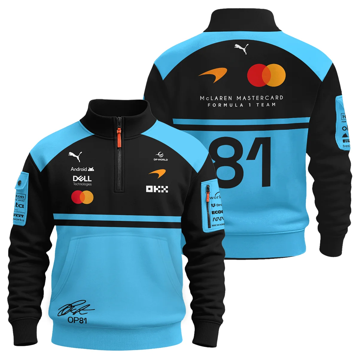 2026 Oscar Piastri 81 McLaren F1 Teamwear Sweatshirt Zipper BLOP25326A3SHZ - Cyan
