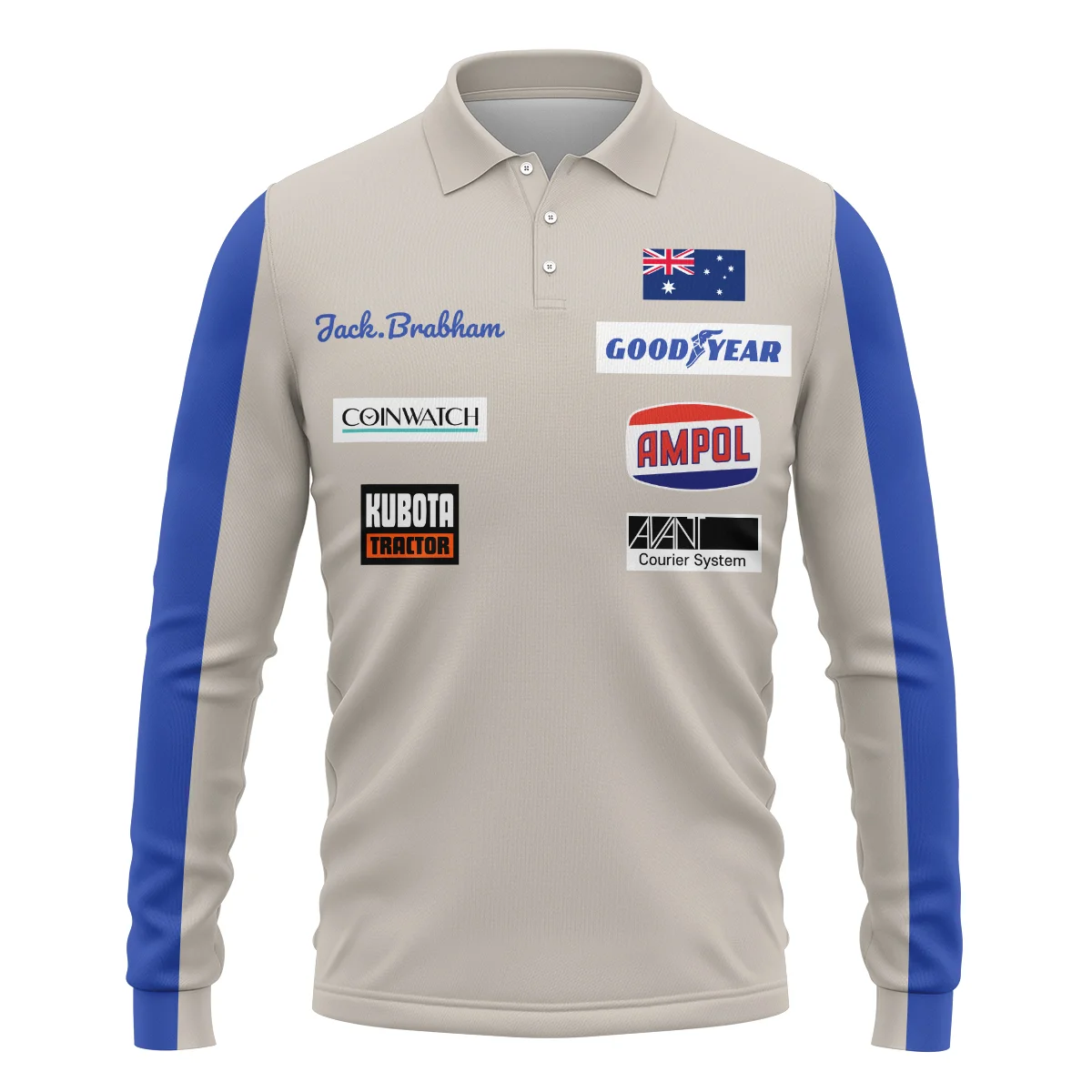 1970 Jack Brabham race suit Long Polo Shirt BLVAJB070725A01LPL - Image 2
