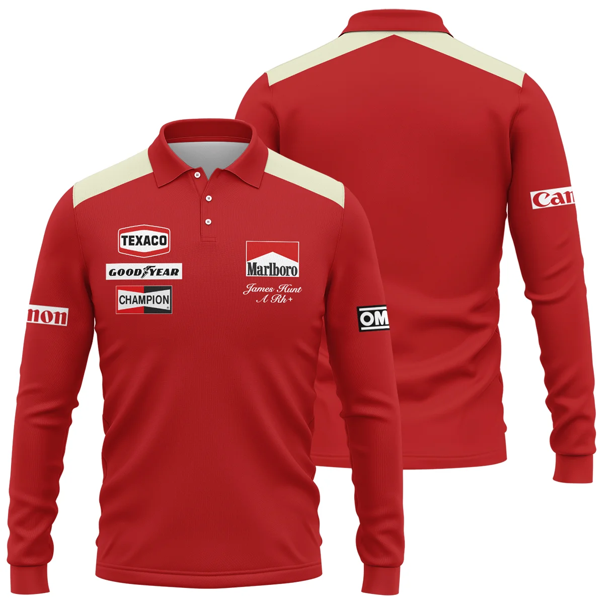 1976 James Hunt Racing Suit McLaren F1 Long Polo Shirt BLVAJHR130825A3LPL - Pit Lane Clothing