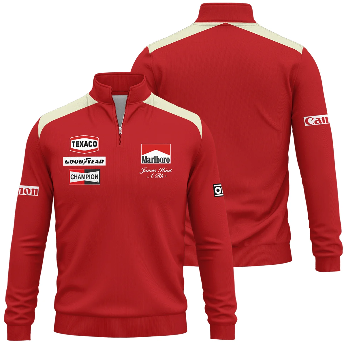 1976 James Hunt Racing Suit McLaren F1 Quarter-Zip Sweatshirt BLVAJHR130825A3QZS - Race Day Design