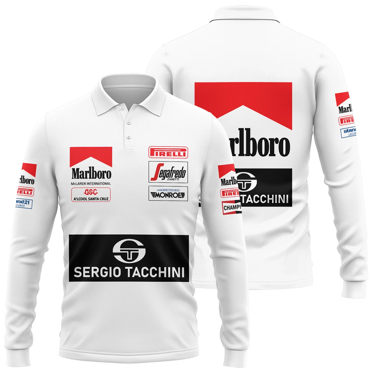 1984 Ayrton Senna Sergio Tacchini Toleman F1 Promotional Team Long Polo Shirt BL3725A7LPL - Pit Lane Clothing