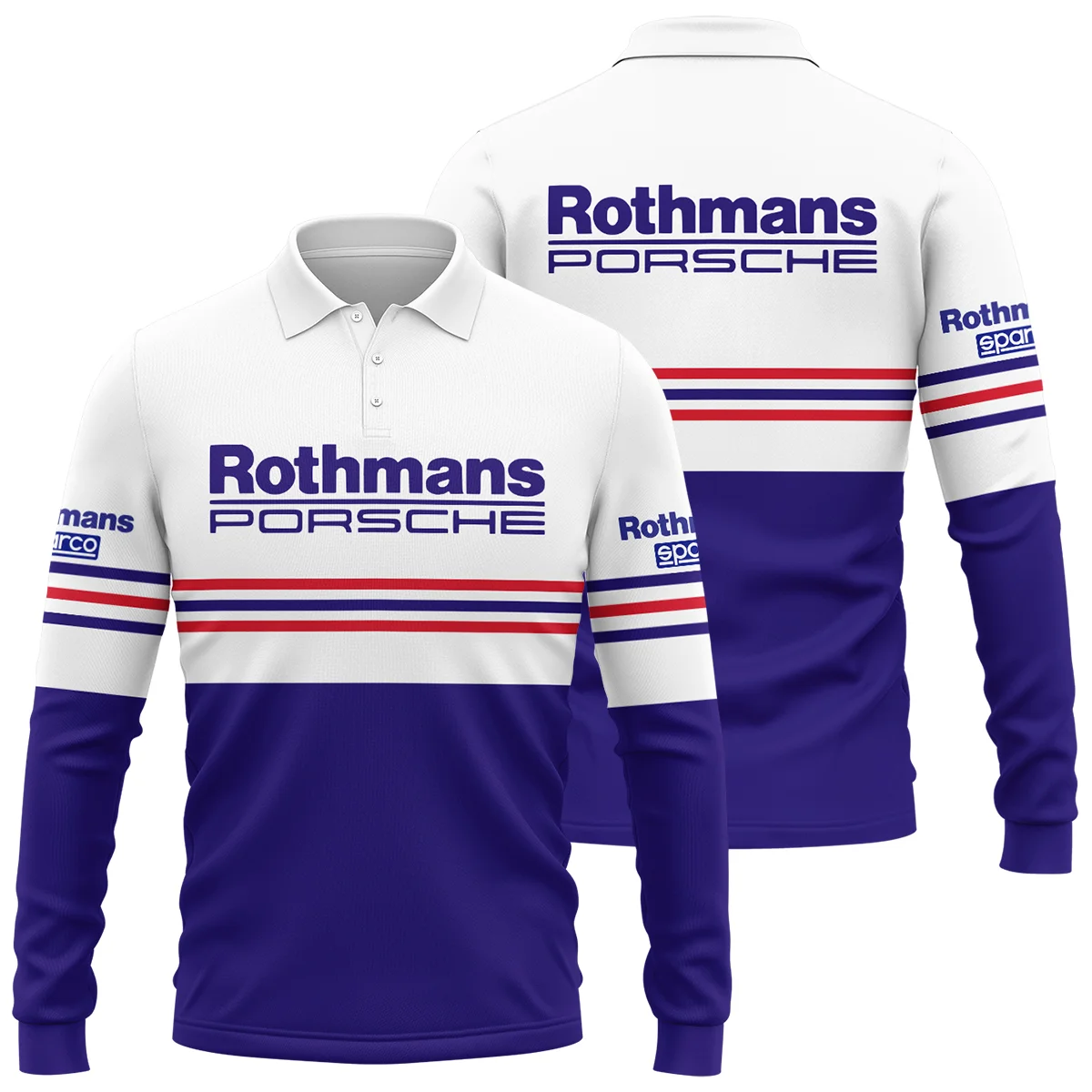 1984 Jack Brabham Rothmans Porsche 962 Long Polo Shirt BLVAJB080725A03LPL - Motorsport Apparel