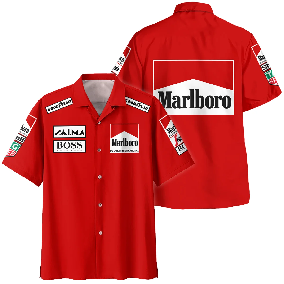 1985 Alain Prost Racing Suit McLaren F1 Team Hawaiian Shirt BLVAAP070725A04HW - Motorsport Lifestyle Wear