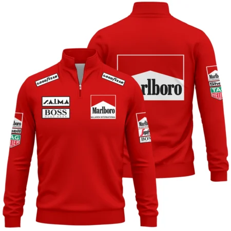 1985 Alain Prost Racing Suit McLaren F1 Team Quarter-Zip Sweatshirt BLVAAP070725A04QZS - Trackside Outfit