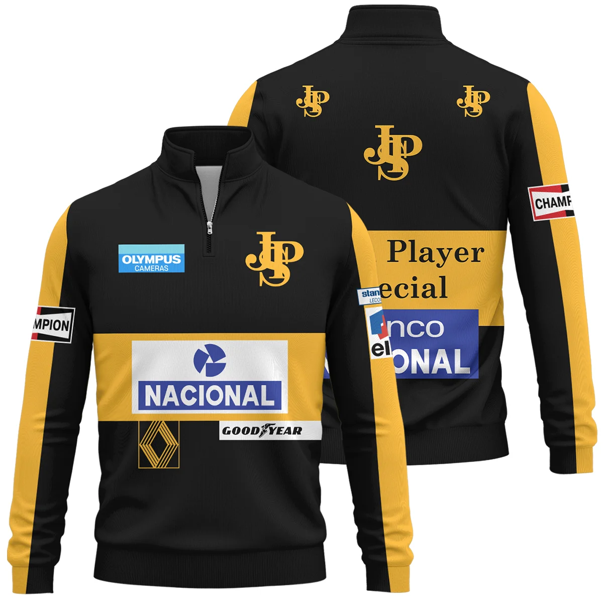 1985 Ayrton Senna John Player Special - Lotus F1 Racing Team Quarter-Zip Sweatshirt BL3725A4QZS - Pit Lane Clothing