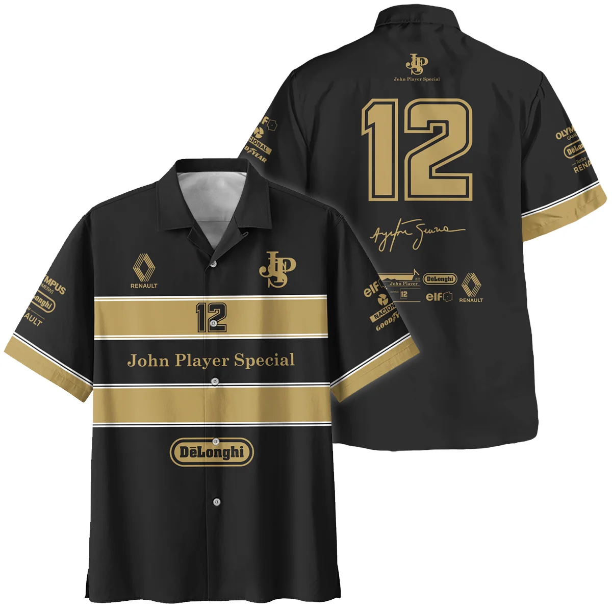 1985 Ayrton Senna John Player Special - Lotus Renault Hawaiian Shirt BL3725A1HW - Formula Racing Apparel