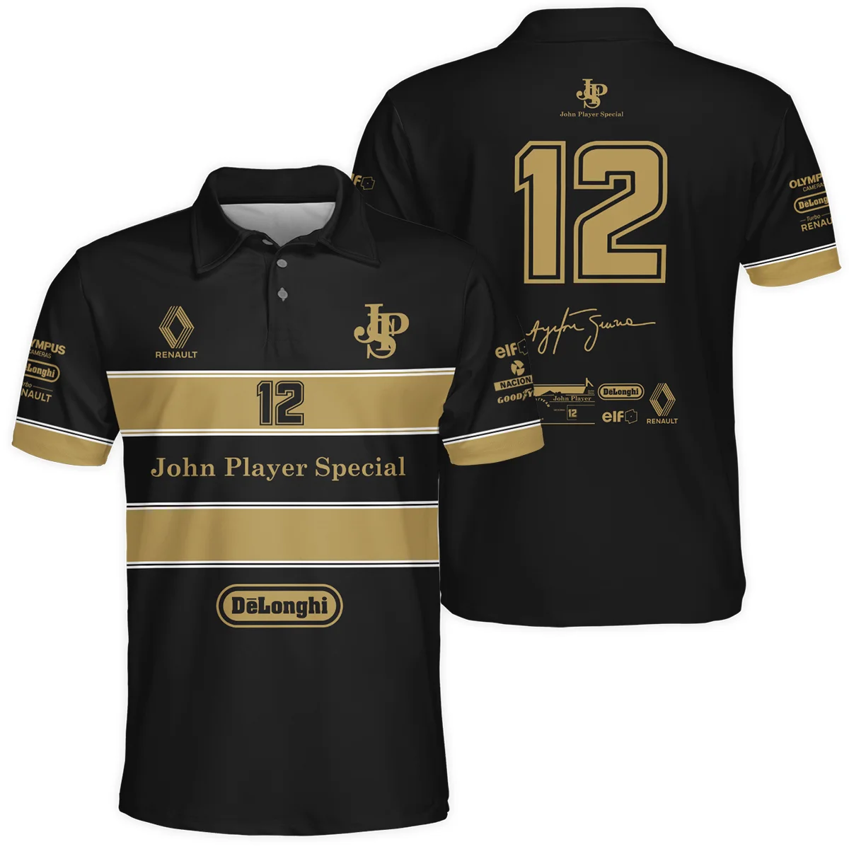 1985 Ayrton Senna John Player Special - Lotus Renault Polo Shirt BL3725A1PL - Racing Lifestyle Clothing