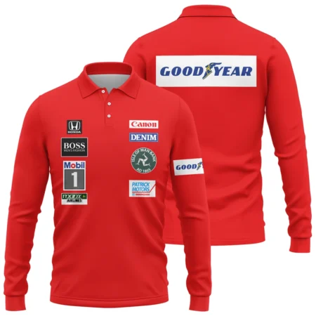 1985 Nigel Mansell Racing Suit Williams F1 Long Polo Shirt BLNM29725A3LPL - Race Day Design