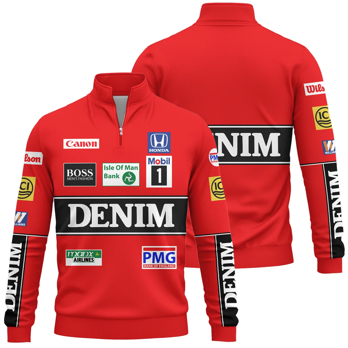 1986 Nigel Mansell Racing Suit Williams F1 Quarter-Zip Sweatshirt BLNM29725A4QZS - F1 Fan Gear