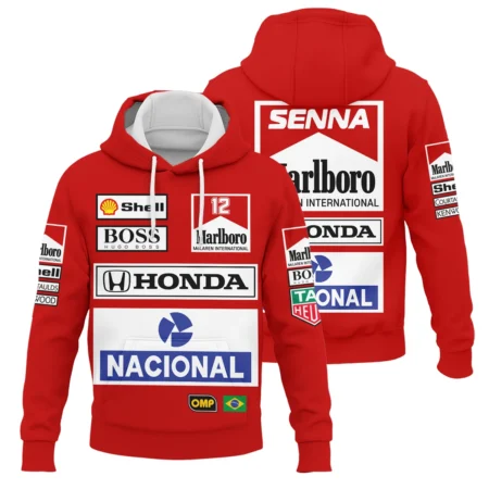 1988 Ayrton Senna Honda Race Suit Marlboro McLaren Hoodie BL3725A2HD - Formula Racing Apparel