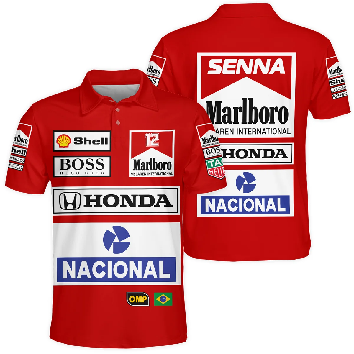 1988 Ayrton Senna Honda Race Suit Marlboro McLaren Polo Shirt BL3725A2PL - Motorsport Apparel