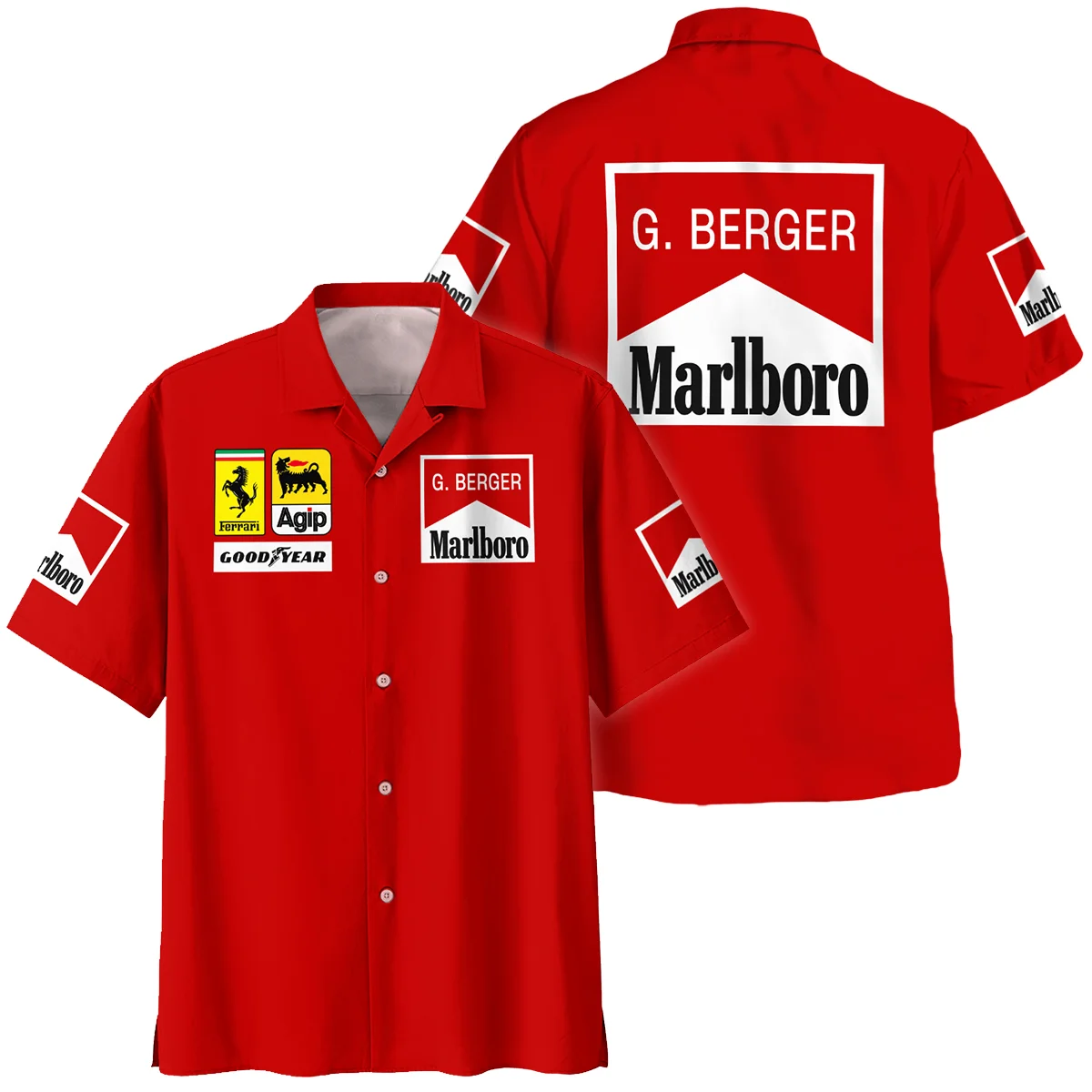 1988 Gerhard Berger Racing Suit Ferrari F1 Hawaiian Shirt BLGB261025A1HW - Race Day Design
