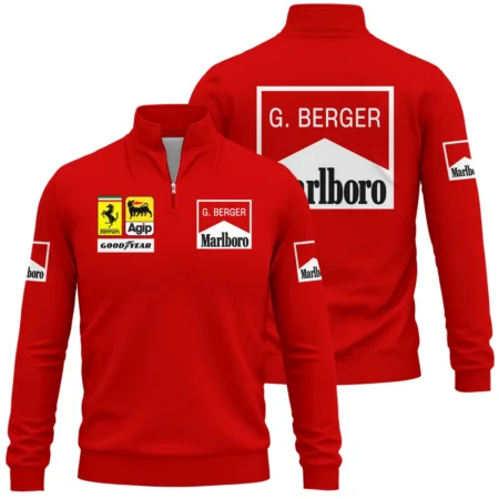1988 Gerhard Berger Racing Suit Ferrari F1 Quarter-Zip Sweatshirt BLGB261025A1QZS - Race Day Outfit