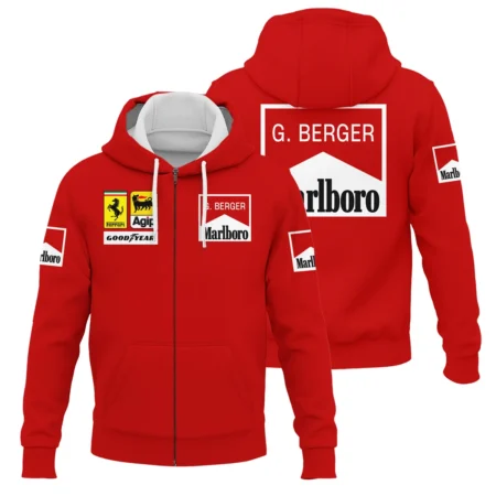 1988 Gerhard Berger Racing Suit Ferrari F1 Zipper Hoodie BLGB261025A1ZHD - Motorsport Lifestyle Wear