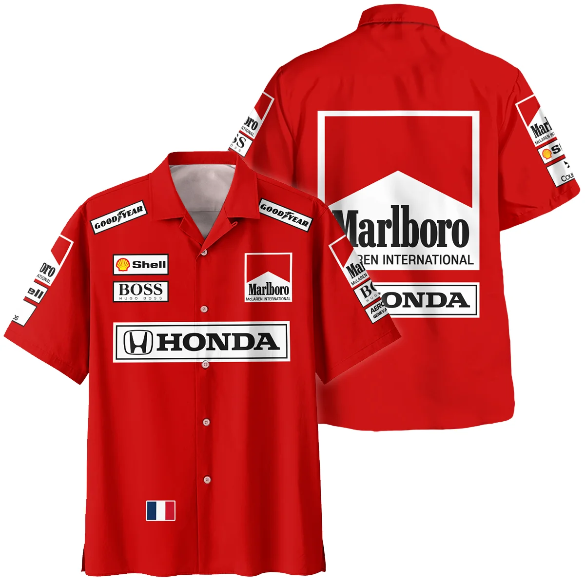 1989 Alain Prost Racing Costume Ferrari F1 Team Hawaiian Shirt BLVAAP070725A01HW - Race Day Design