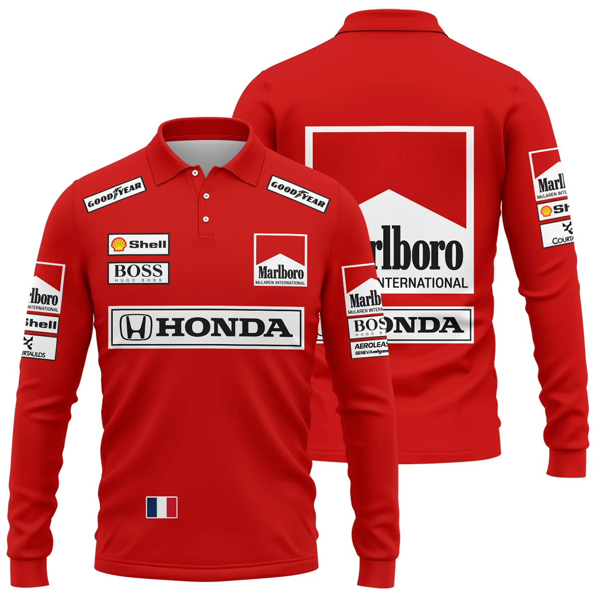 1989 Alain Prost Racing Costume Ferrari F1 Team Long Polo Shirt BLVAAP070725A01LPL - F1 Fan Gear