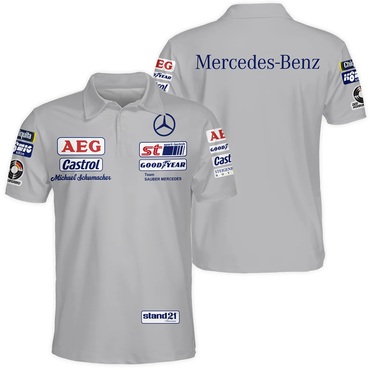 1990 Michael Schumacher Race Suit Mercedes F1 Polo Shirt BLVAMC020925A5PL - Race Day Outfit