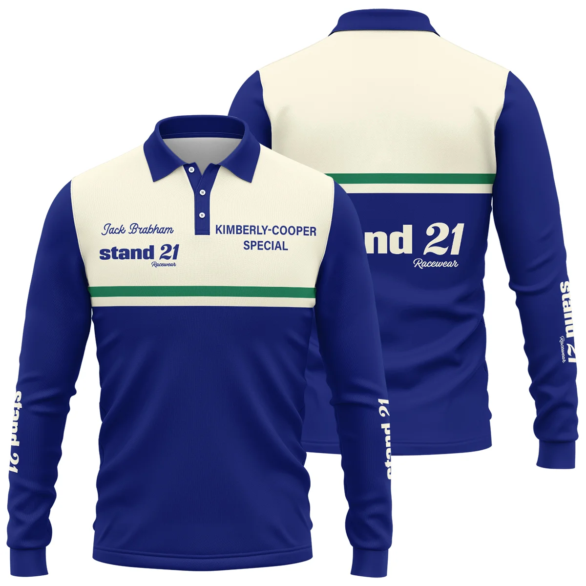 1990s Sir Jack Brabham Race IndyCar Suit Long Polo Shirt BLVAJB070725A02LPL