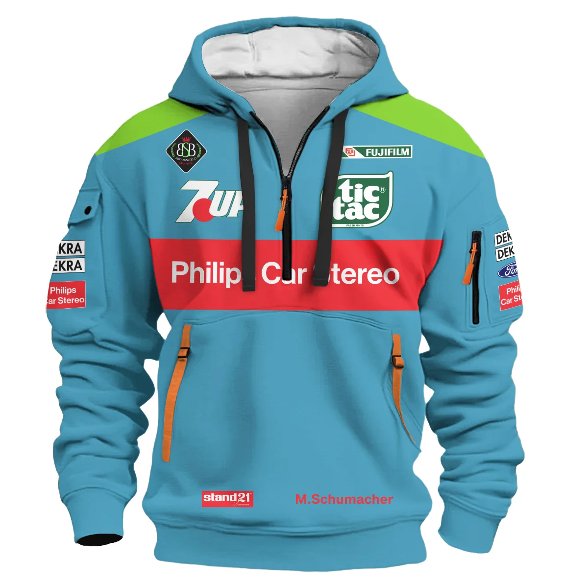 1991 Michael Schumacher Race Suit Hoodie Half Zip BLVAMC020925A9HDF - Image 2