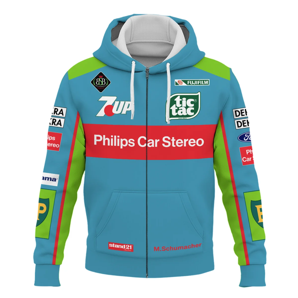 1991 Michael Schumacher Race Suit Zipper Hoodie BLVAMC020925A9ZHD - Image 2