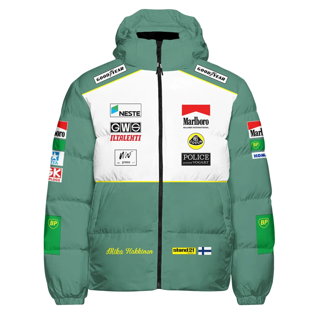 1991 Mika Hakkinen Racing Suit Lotus F1 Down & Puffer Jackets BLVAMH271025A2HCJ - Image 2