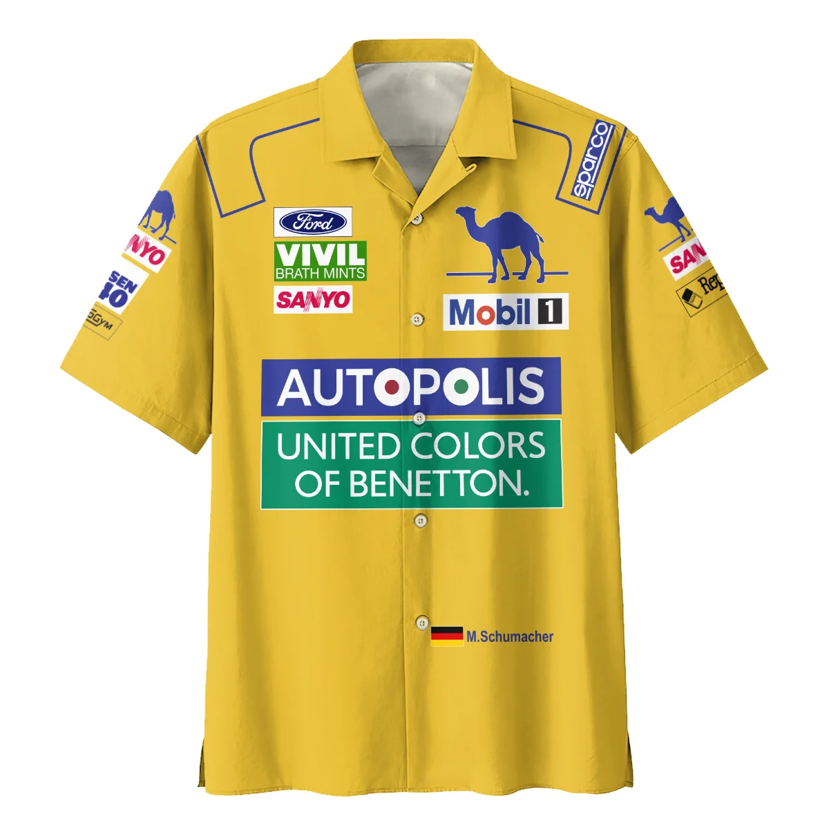 1992 Michael Schumacher Race Suit Benetton F1 Hawaiian Shirt BLVAMC020925A3HW - Image 2