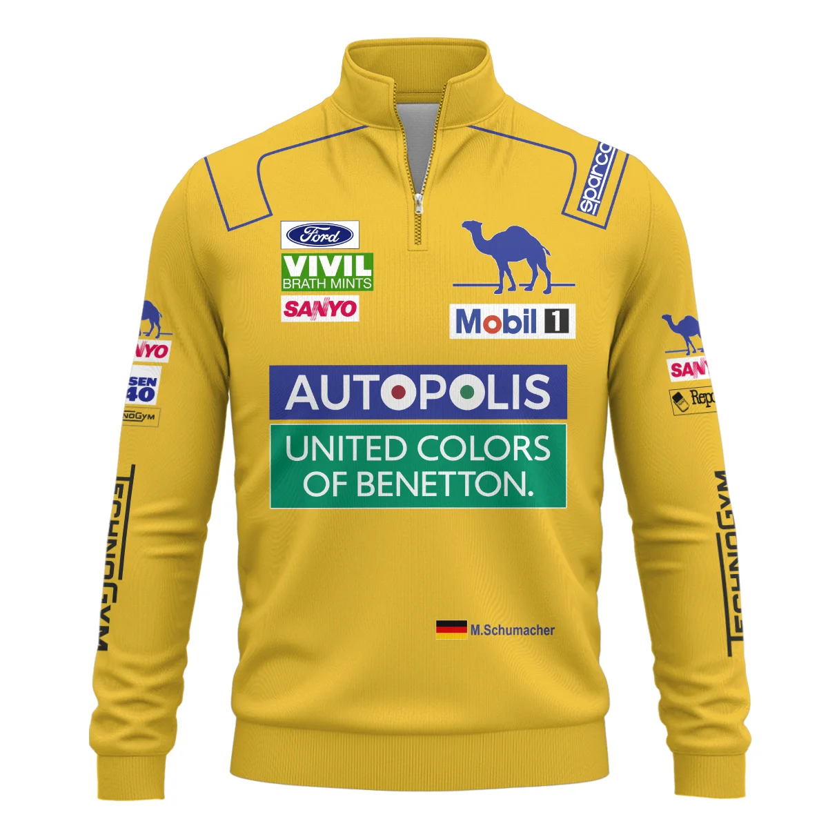 1992 Michael Schumacher Race Suit Benetton F1 Quarter-Zip Sweatshirt BLVAMC020925A3QZS - Image 2