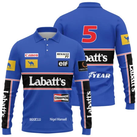 1992 Nigel Mansell Racing Suit Williams F1 Long Polo Shirt BLNM29725A1LPL - Pit Lane Clothing